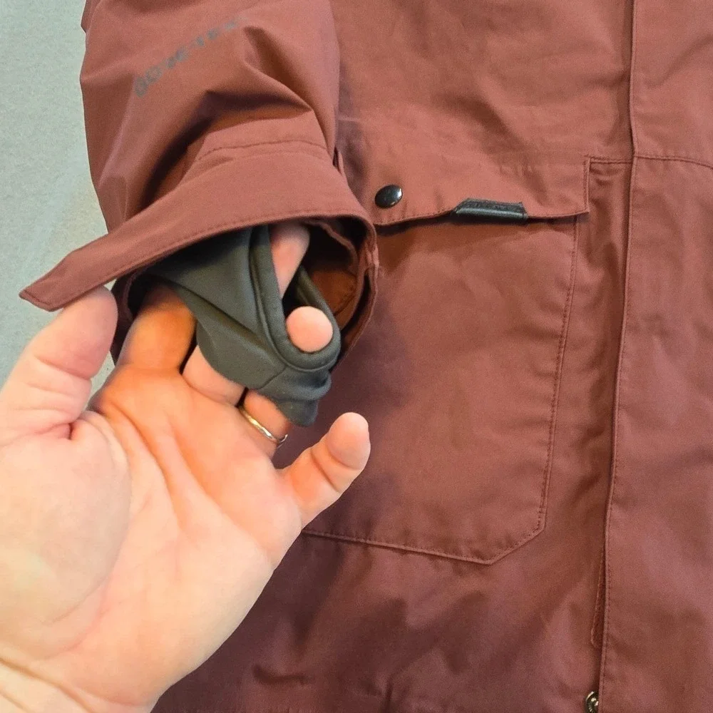 Dakine Gore-Tex Jacket‎ Mens L Rust Orange Hooded Snowboard Ski Shell Pit Zips